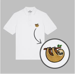 Męska haftowana koszulka polo LENIWIEC NA GAŁĘZI