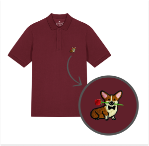 Męska haftowana koszulka polo CORGI Z RÓŻĄ
