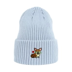 Haftowana czapka beanie - CORGI Z RÓŻĄ