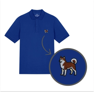 Męska haftowana koszulka polo AKITA INU 