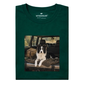 Koszulka z nadrukiem WYLUZOWANY BORDER COLLIE PODRÓŻNIK