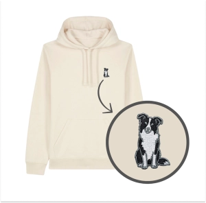 Haftowana bluza z kapturem BORDER COLLIE CZARNY