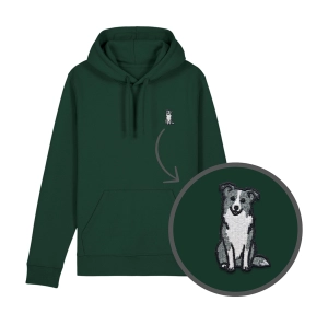 Haftowana bluza z kapturem BORDER COLLIE SZARY