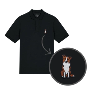 Męska haftowana koszulka polo BORDER COLLIE BRĄZOWY