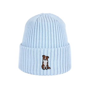 Haftowana dziecięca czapka beanie - BORDER COLLIE BRĄZOWY