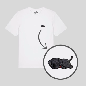 Haftowany T-shirt ŚPIĄCY CZARNY LABRADOR