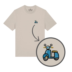 Haftowany T-shirt SKUTER NIEBIESKI