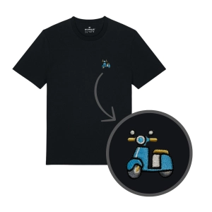 Haftowany T-shirt SKUTER NIEBIESKI