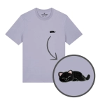 Haftowany T-shirt ŚPIĄCY KOTEK CZARNY