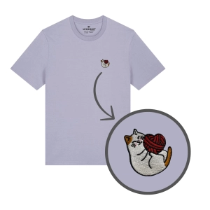 Haftowany T-shirt KOTEK Z WEŁNĄ