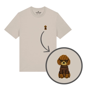 Haftowany T-shirt PUDEL W SWETERKU