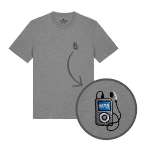 Haftowany T-shirt SZARA MP3