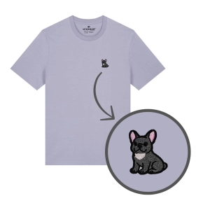 Haftowany T-shirt BULDOG FRANCUSKI SZARY