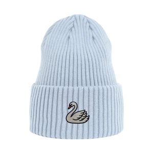Haftowana czapka beanie - ŁABĘDŹ