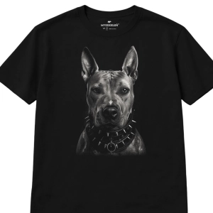 Koszulka z nadrukiem [HALFTONE] TWARDZIEL CZARNO-BIAŁY AMERYKAŃSKI PITBULTERIER