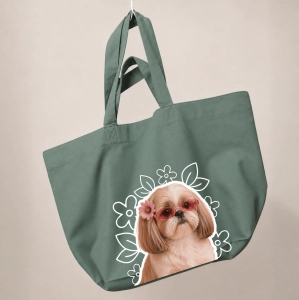 Torba shopper - KWIATKI SHIH TZU
