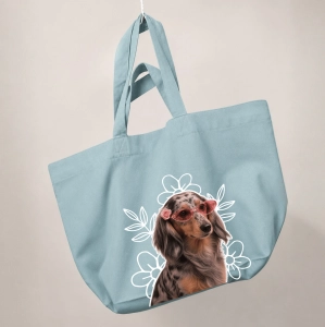 Torba shopper - KWIATKI JAMNIK DŁUGOWŁOSY MERLE