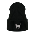 Haftowana czapka beanie - BIAŁY KOTEK