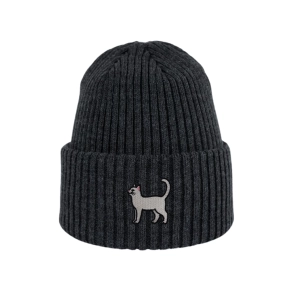 Haftowana dziecięca czapka beanie - BIAŁY KOTEK