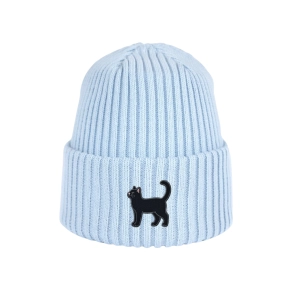 Haftowana dziecięca czapka beanie - CZARNY KOTEK