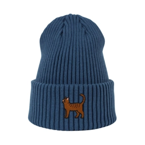 Haftowana czapka beanie - PRĘGOWANY KOTEK 