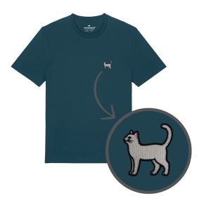 Haftowany T-shirt BIAŁY KOTEK