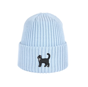 Haftowana dziecięca czapka beanie - KOTEK BIAŁE SKARPETKI
