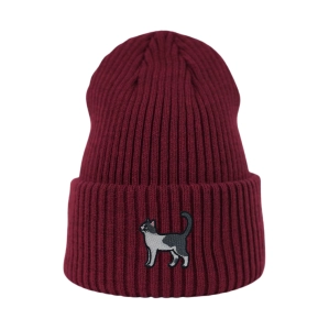 Haftowana czapka beanie - DWUKOLOROWY KOTEK