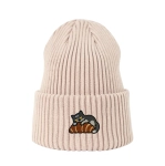 Haftowana czapka beanie - KOTEK NA ROGALU