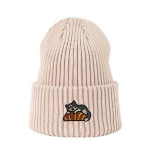 Haftowana czapka beanie - KOTEK NA ROGALIKU