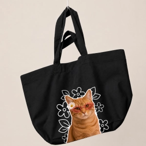 Torba shopper - KWIATKI KOT DACHOWIEC RUDY