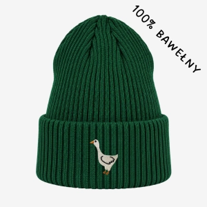 Haftowana bawełniana czapka beanie - GĄSKA