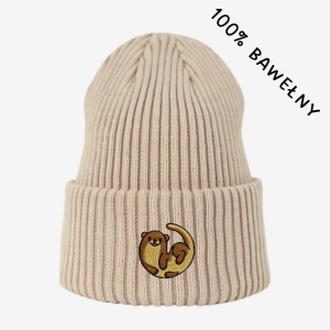Haftowana bawełniana czapka beanie - WYDRA