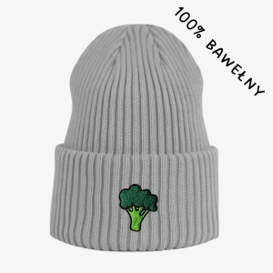 Haftowana bawełniana czapka beanie - BROKUŁ