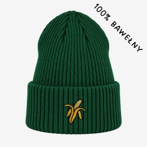 Haftowana bawełniana czapka beanie - BANAN