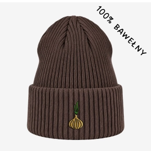 Haftowana bawełniana czapka beanie - CEBULA