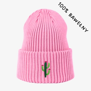 Haftowana bawełniana czapka beanie - KAKTUS