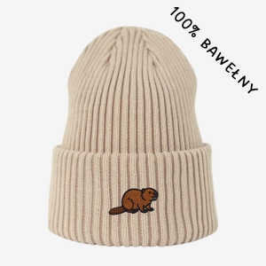 Haftowana bawełniana czapka beanie - BÓBR