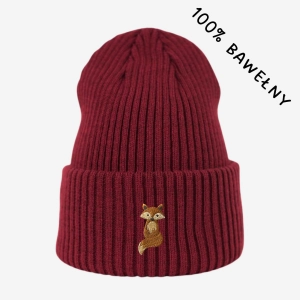 Haftowana bawełniana czapka beanie - LIS KLASYK