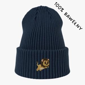 Haftowana bawełniana czapka beanie - LEW