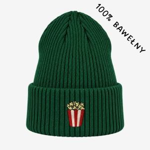 Haftowana bawełniana czapka beanie - POPCORN
