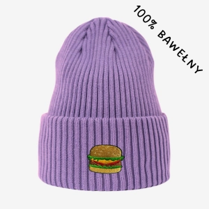 Haftowana bawełniana czapka beanie - BURGER