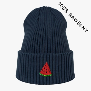 Haftowana bawełniana czapka beanie - ARBUZ
