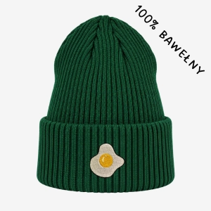 Haftowana bawełniana czapka beanie - JAJKO SADZONE
