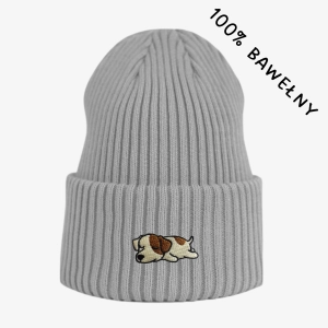 Haftowana bawełniana czapka beanie - ŚPIĄCY JACK RUSSELL