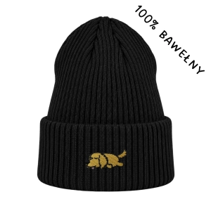 Haftowana bawełniana czapka beanie - ŚPIĄCY GOLDEN RETRIEVER