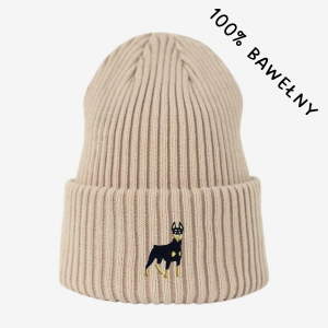 Haftowana bawełniana czapka beanie - DOBERMAN