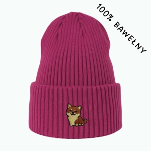 Haftowana bawełniana czapka beanie - SHIBA INU BAJKA