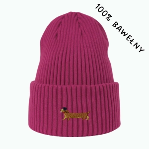 Haftowana bawełniana czapka beanie - JAMNIK ABSOLWENT