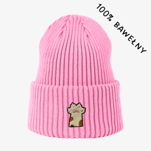 Haftowana bawełniana czapka beanie - KOCIE PAZURKI